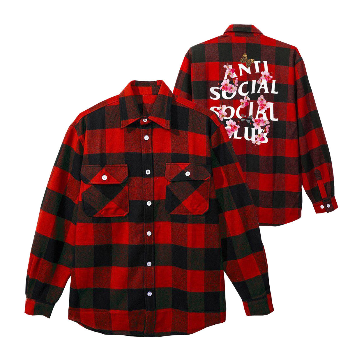 Anti Social Social Club Kkoch Flannel Shirt Red Novelship